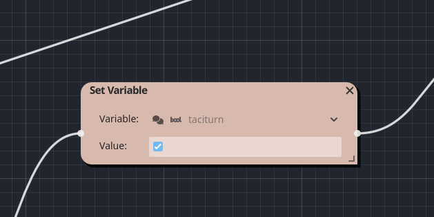 Variable set node with the variable selection control and a boolean value